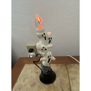 Vtg Ghosts Blow Mold Halloween Candelabra Candolier Candle Stick Flame Flickers